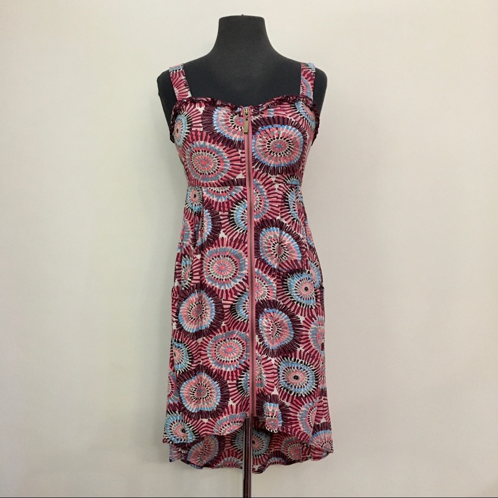 AMERICAN RAG Sleeveless Printed Zipper High Low Dress with Pockets Women’s Small